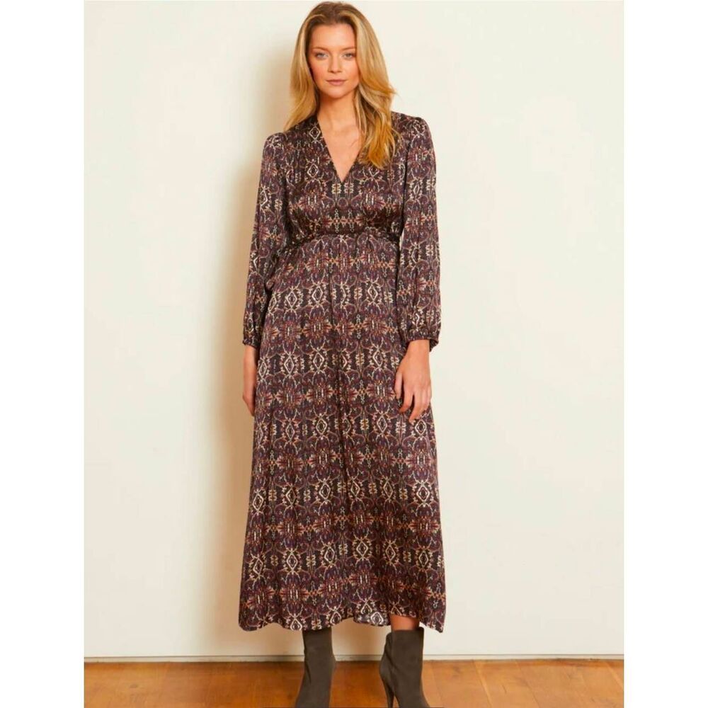 Caballero Darcy Dress Size Medium Rusted Deco Long Sleeve Boho New
